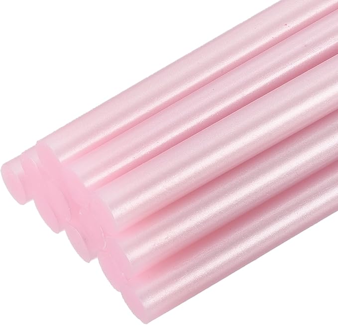 uxcell 12pcs Full Size Hot Glue Sticks for Glue Gun 0.27 x 8 Inch Small Glue Sticks, 7 x 200mm Metallic Pink