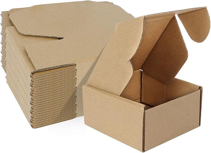 MEBRUDY 4x4x2 Inches Shipping Boxes Pack of 25, Small Corrugated Cardboard Box for Mailing Packing Literature Mailer