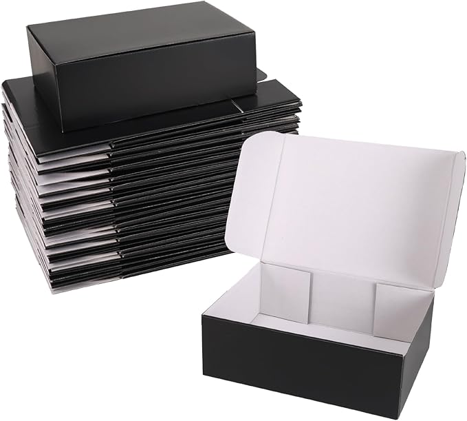 Black 12x9x4 Shipping Boxes Set of 25, Corrugated Cardboard Mailer Boxes for Small Business Shipping, for Modern Business Packaging, Mailing, and Storage