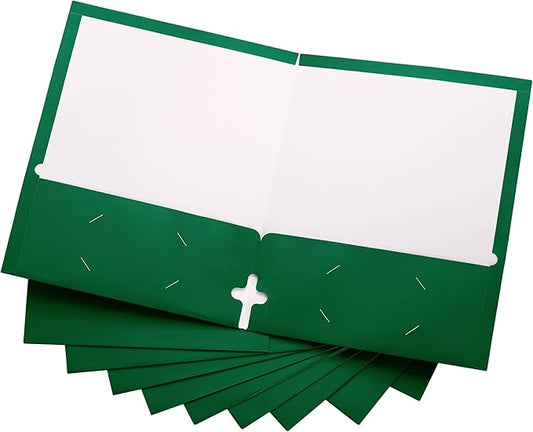10 Pack Two Pocket Folders, Green, Strong Thick Paper Folders, for Letter Size, by ACTIVITYya