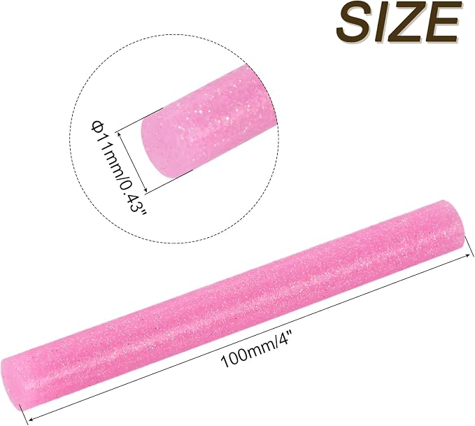 uxcell 30pcs Mini Hot Glue Gun Sticks 4-inch x 0.43-inch High Sticky Large Hot Glue Sticks for Glue Gun, Glitter Pink