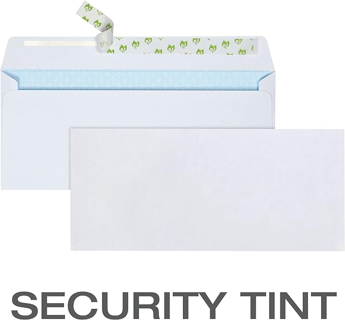Quality Park #10 Security Envelopes, No Window, Redi-Strip Self Seal Envelopes, 24-lb White Wove, 4-1/8" x 9-1/2", 100 per Box (QUA69117)