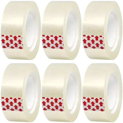 Transparent Tape Refills, 6 Rolls, 3/4 x 1000 Inches, 1 inch Core, Clear Desk Refillable Tape Dispenser Refill Rolls, Glossy Gift Wrapping Tape, Engineered for Home Office School Use