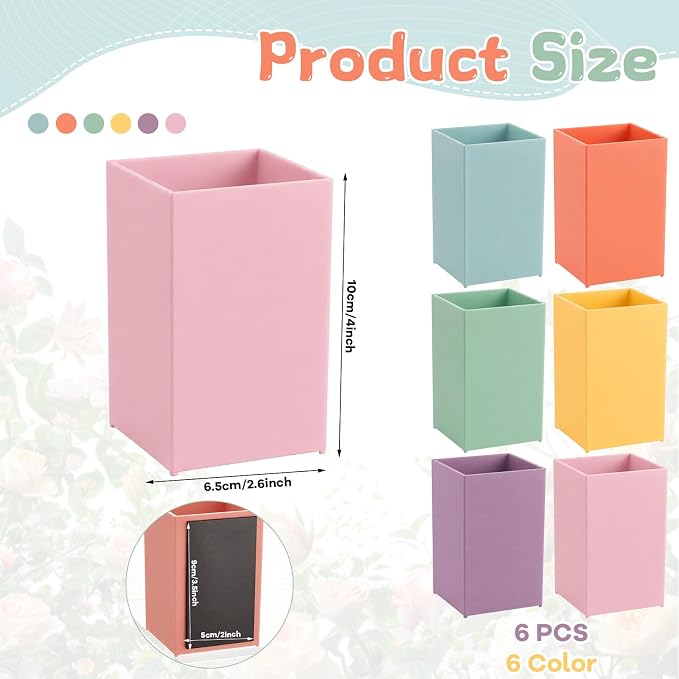 6 Pcs Classroom Magnetic Storage Boxes Magnetic Storage Containers Plastic Dry Erase Marker Holder Plastics Pen Holder for Refrigerator Whiteboard Home Office School Organizer Supply (Soft Colors)