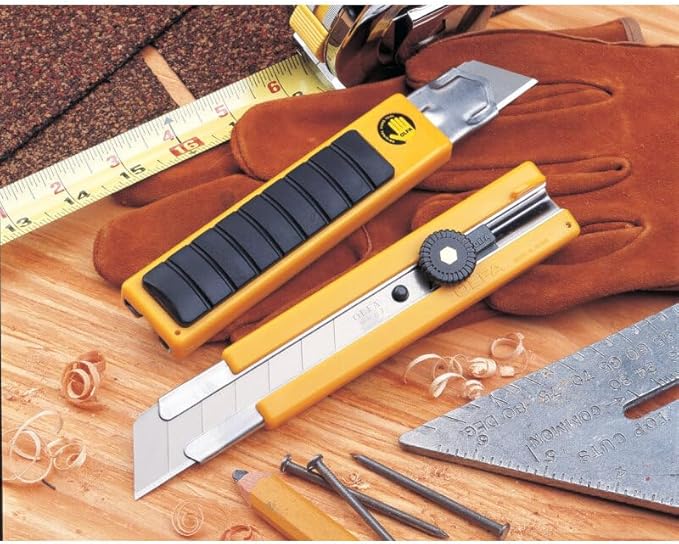 OLFA 25mm Extra Heavy-Duty Utility Knife (H-1) - Multi-Purpose Custom Cutting Depth Utility Knife w/Anti Slip Grip & Snap-Off Blade, Replacement Blades: Any OLFA 25mm Blade