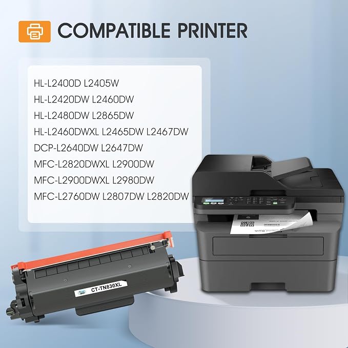 TN830 TN830XL 830 XL/V/R Toner for Brother Printer DCP-L2640DW HL-L2460DW | Compatible for Brother MFC-L2820DW TN-830 TN-830XL TN 830 XL Cartridge HL-L2405W HL-L2400D Printer High Yield 4 Black Printer
