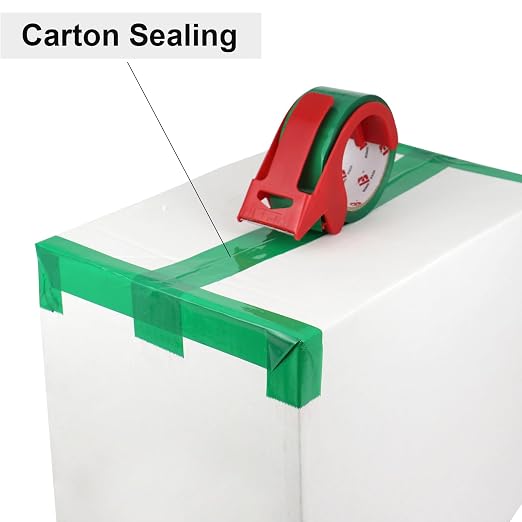 BOMEI PACK Green Packing Tape, 1.88 Inch x 55 Yards, Heavy Duty Shipping Storage Tape with Dispenser for Carton Sealing, Packaging and Moving