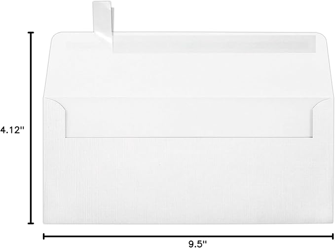 LUXPaper #10 Business Envelopes | Peel & Press | 4 1/8" x 9 1/2" | White Linen | 80lb. Text | 1,000 Qty