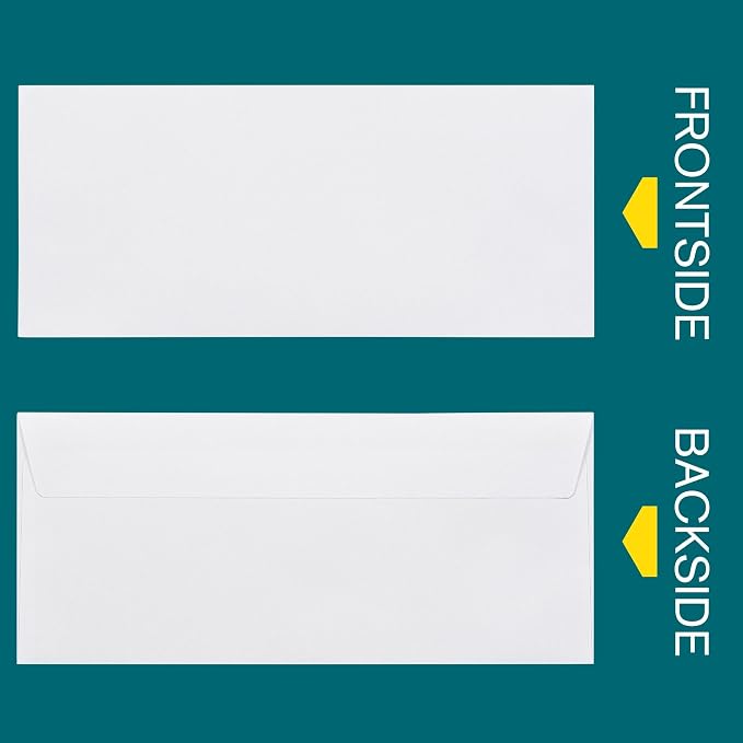 #10 Envelopes Self Seal - 50/pack - 4 1/8 x 9 1/2 inch Letter Size - Business Envelopes #10 Peel & Seal Closure, Security Tinted for Invoices, Statements - Blank White 24LB Paper