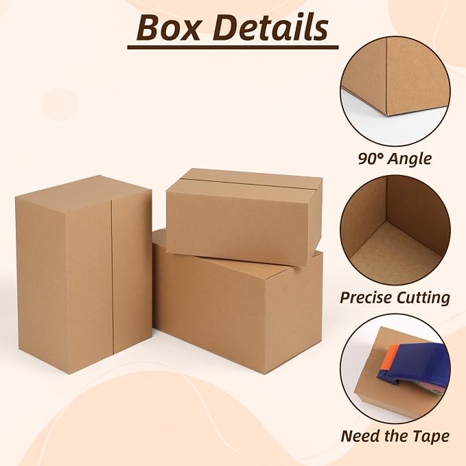 ZBEIVAN Shipping Boxes Mailers Assorted Sizes 11x6x6, 10x7x5, 9x6x4 inches Corrugated Cardboard Small Packing Kraft Moving Mailing Box, Pack of 30