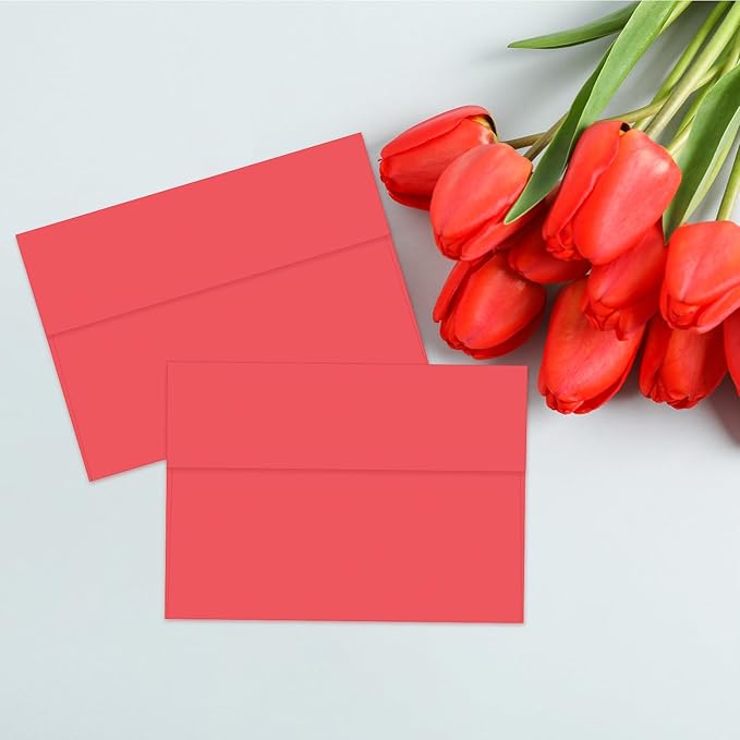 A2 Envelopes Red 100 Pack 4.375x5.75 Invitation Envelopes Self Seal for Wedding Birthday Party Baby Shower Thank You Notes, Greeting Cards (red)