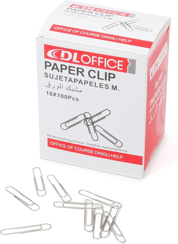 Medium Paper Clips,1000 Pcs (10×100), Silver 1.25IN, Office & School use