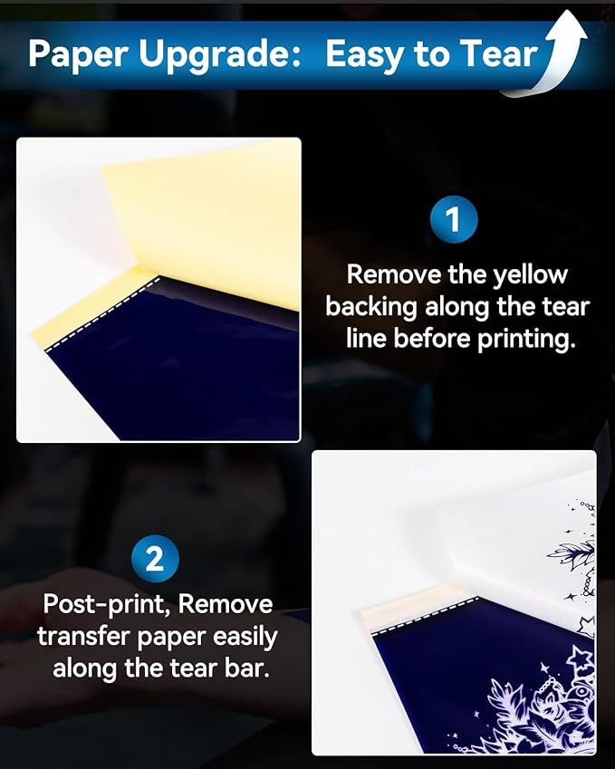 Phomemo (Upgraded) Tattoo Stencil Paper, 110 Sheets A4 Size Transfer Paper for Tattoo Supplies Kit, Compatible with M08F, TP81, Itari A886, Stencil Printers for Tattoo Artists & Beginners