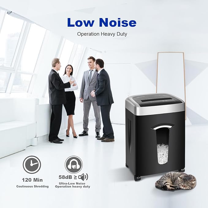 Wingwise 15 Sheets Paper Shredder Heavy Duty for Home Office | 120 Mins Runtime, P-4, Cross Cut, 7.9 gal, Shreds CDs & Credit Cards