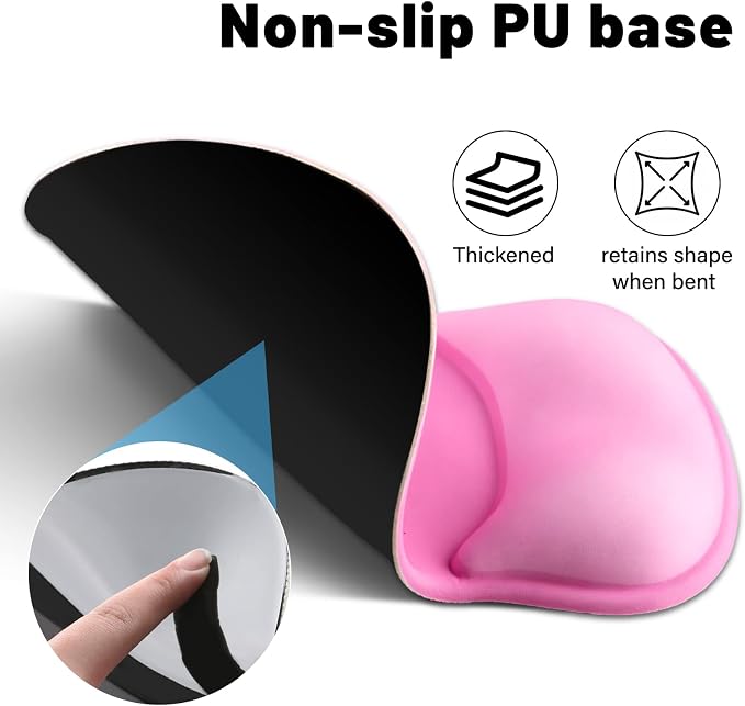 Ergonomic Mouse Pad with Wrist Rest - Gel Wrist Support Mousepad with Non-Slip PU Base for Computer, Laptop, Office & Home