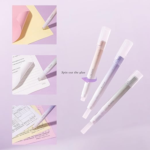 Pen Style Solid Glue Stick, Washable Non-Toxic Glue Pen, Precise Twist-Up Adhesive for School Craft Office Scrapbooking Bullet Journal Invoice Paper, 1 Count(Purple)