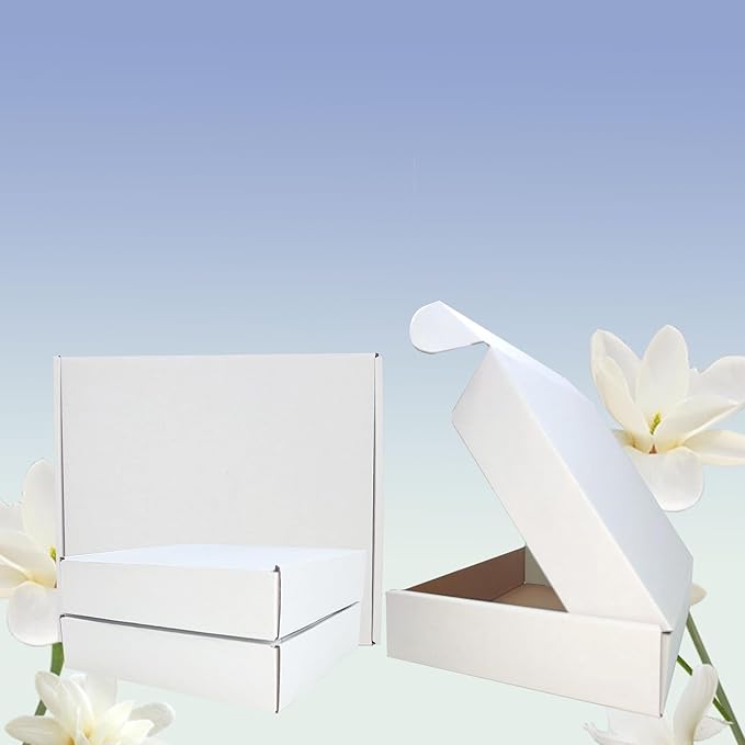 9x8x2 inch Shipping Boxes Set of 25， White Corrugated Cardboard Box Mailer Boxes for Packaging Small Business Shipping，Mailing Boxes Bulk for Birthday Wedding Party Book Literature Gift Giving
