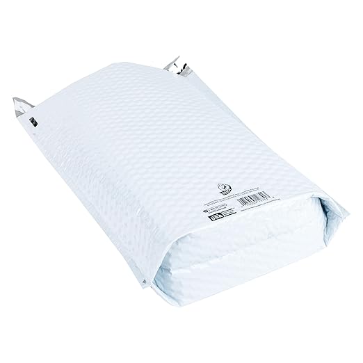 Duck Brand #5 Gusseted Self Seal Poly Bubble Mailer Lined with Bubble Cushioning for Shipping and Mailing, White, 10.5 In x 15 In, 100 Pack (287993)