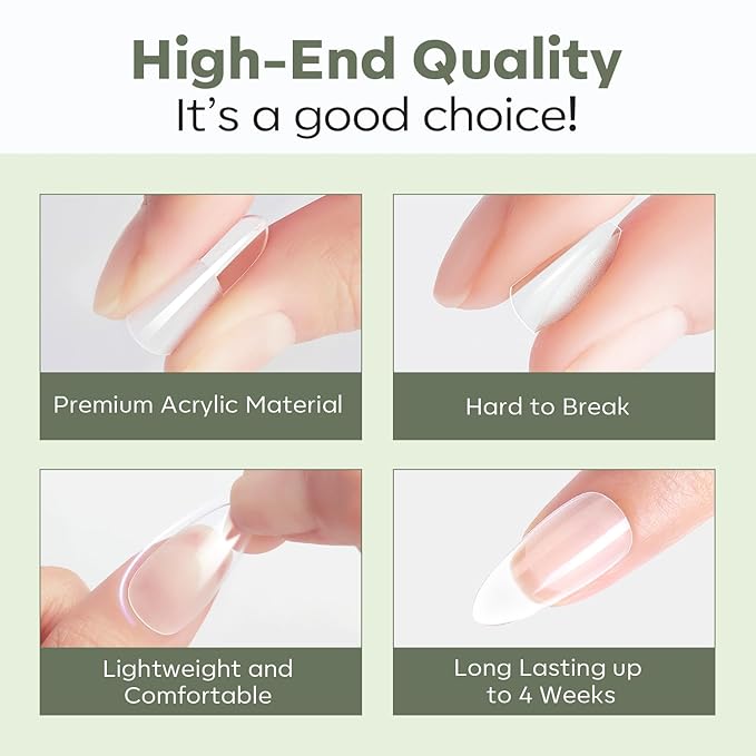 modelones Long Stiletto Nail Tips, Pre-shaped Soft Gel Tips Fake Nails False Acrylic Clear Full Cover Press on Extension Kit Gel Manicure DIY at Home 216PCS 12Sizes