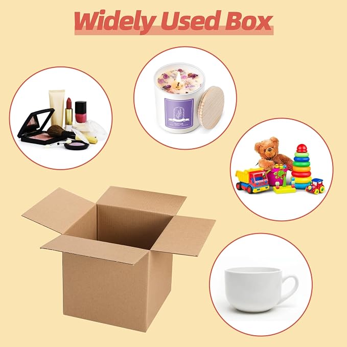 Schliersee 5x5x5 Shipping Boxes Set of 50, Brown Kraft Corrugated Cardboard Square Business Boxes Mailers for Packaging, Moving
