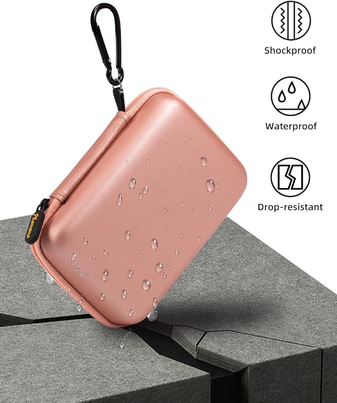 Phomemo Label Printer Case Hard Carry Case Compatible D30/Q30S/T02/M110 Label Printer, Label Maker Labeler Storage Holder,Pink