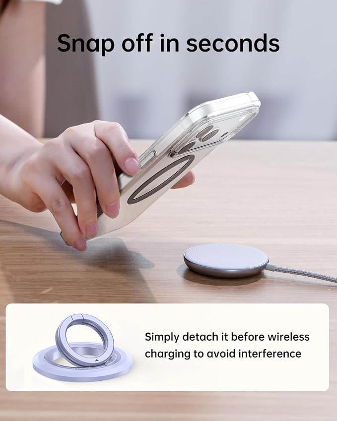 SYNCWIRE Magnetic Phone Ring Holder, for MagSafe Phone Grip Stand Kickstand | 360° Rotation, Double-Sided Magnet, Cell Phone Grip Finger Holder, for iPhone 17 16 15 14 13 12 Pro Max, MagSafe Accessories