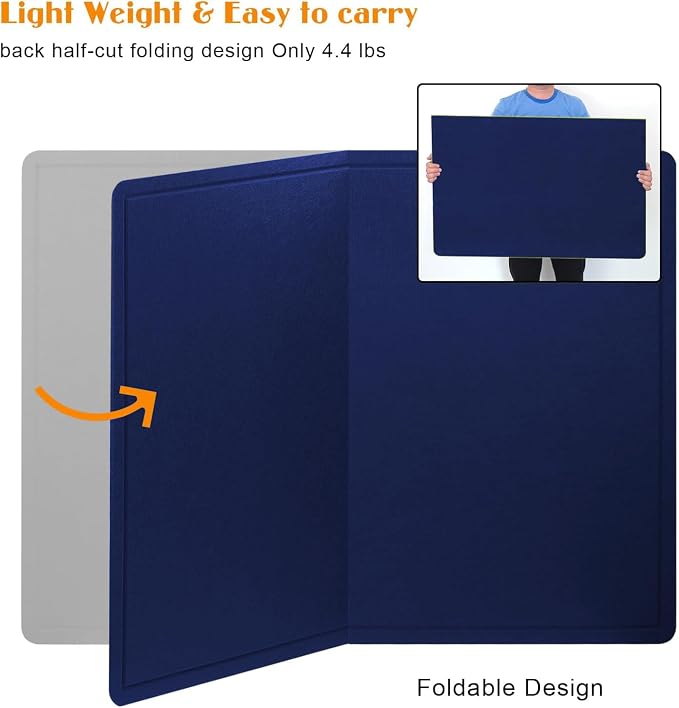 Large Bulletin Board 60" x 36" Felt Cork Board - Decor Pin Board, Dark Blue | Cork Board Alternative for Wall, Foldable Self-Adhesive Vision Board Prayer Board with Pushpins for Home Office Classroom