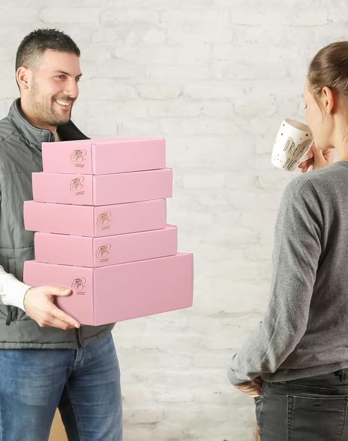 6x6x2 Pink Shipping Boxes for Small Business, Pack of 50 Small Cardboard Boxes for Shipping Mailer Packaging