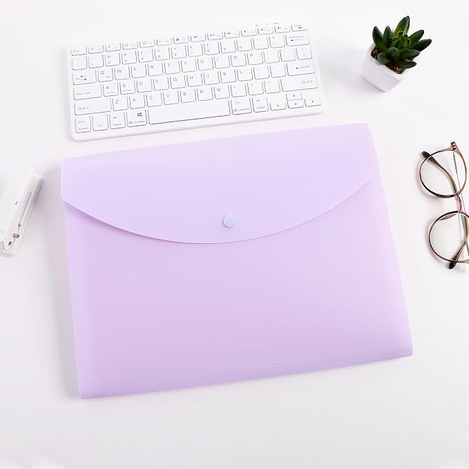 SKYDUE Cute Accordion File Organizer, Expanding File Folder with 8 Pockets, Document Organizer with Colorful Tabs for School, Office, Hospital Tax, Receipts Storage Letter/A4 Size Purple