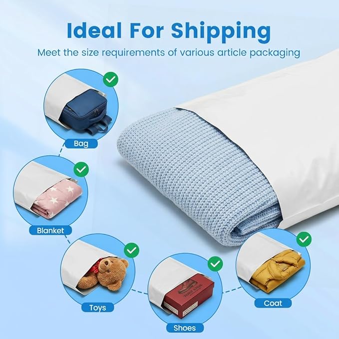 Metronic Poly Mailers 19x24 500Pcs Large Shipping Bags for Clothes,Heavy Duty Shipping Envelopes Bulk for Small Business,Strong Adhesive Self-Seal Plastic Mailing Bags for E-Commerce Packaging, White