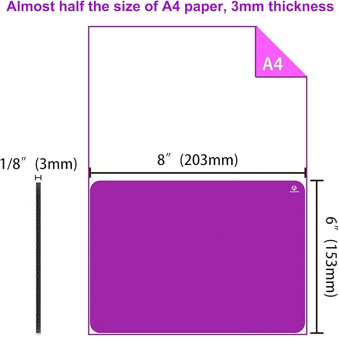 Audimi Small Mouse Pad 6 x 8 Inch, Mini Mouse Pad Thick for Laptop Wireless Mouse Home Office Travel, Portable & Washable (Purple)