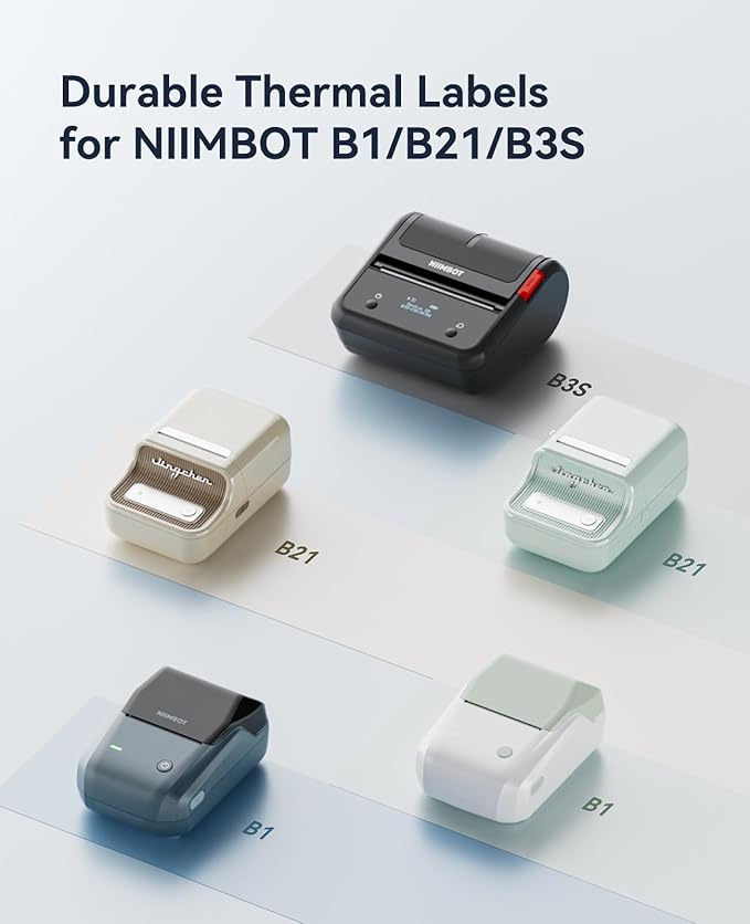 NIIMBOT 3 Rolls Set Label for B1/B21/B3S Label Printer, 1.57" x 1.18" (40×30 mm),Waterproof Labels for Mason Jar/Pantry Kitchen Organization (White