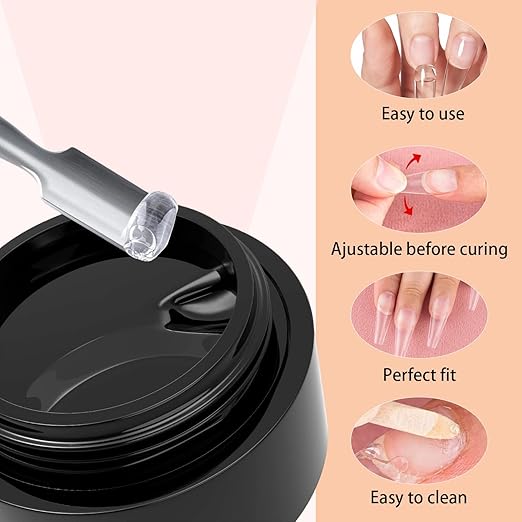 Solid Nail Glue Gel for Press On Nails Fake Nails Strong Clear Nail Tips Hard Gel for False Nails Nail Art DIY Home, UV Light Cured (Solid Glue for False Nail Tips, 10ml)