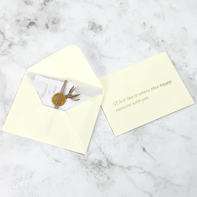 YINUOYOUJIA 50 PCS Ivory Specialty Paper Envelopes A7, 5 x 7 Envelopes for Invitation, Great for Wedding Invitation Cards, Photos,Perfect for Birthday, Baby Shower, Graduation, Christmas