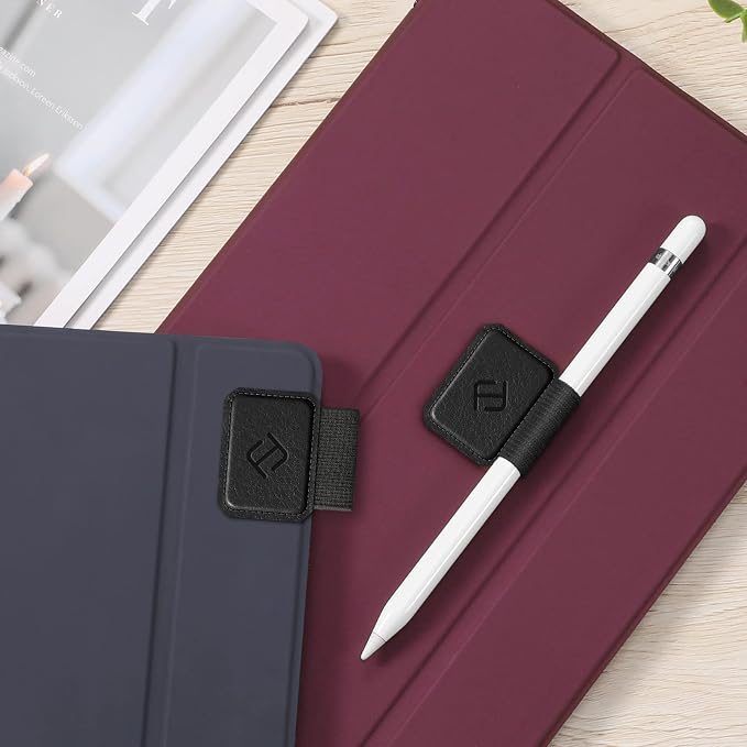 Fintie 4 Pack Pen Loop Holder for Apple Pencil Pro, USB-C/1st/2nd Gen | Elastic Adhesive PU Leather Sleeve, Secure Pen Holder, Attaches to Tablet Cases, Fits Stylus Pens, Black