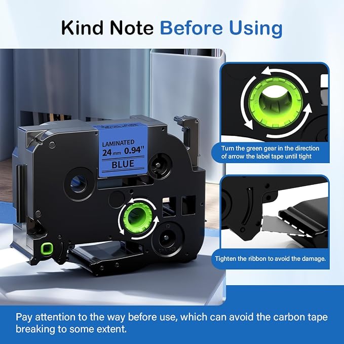 24mm Label Tape Blue TZe-551 Replace for Brother P Touch Label 1 Inch | Compatible with TZe TZ Tape 24mm 0.94 Laminated TZe551 for Brother PT-D600 PT-D610BT PT-P710BT P700 P750W, 4-Pack