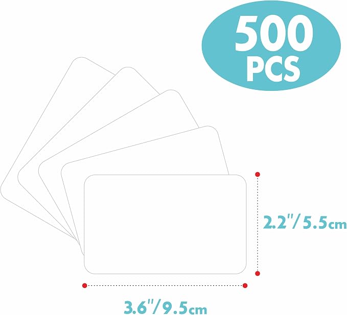 500 PCS White Name Tag Labels, Blank Name Stickers with Permanent Adhesive Writable Plain Name Tag Stickers for School Office Home with Perforation Line(3.6" x 2.2")