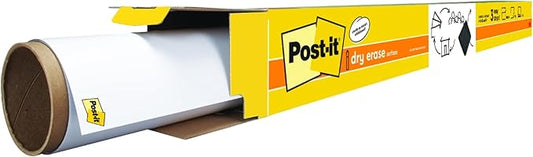 Post-it Dry Erase Whiteboard Film Surface for Walls, Doors, Tables, Chalkboards and More, Removable Sticky White Board , Stain-Proof, Easy Installation, 6 x 4 ft Roll