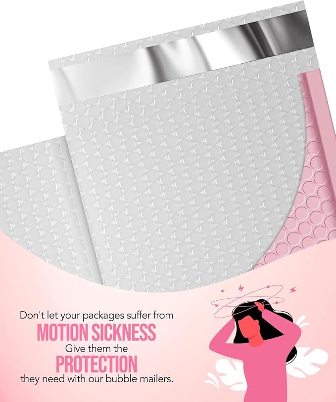 GSSUSA Light Pink Bubble Mailers 6X10 Inches 500 Pack, Padded Poly Bubble Mailer, Small Padded Envelopes Strong Adhesion Bubble Envelopes,Self-Seal Mailing Envelopes for Small Business