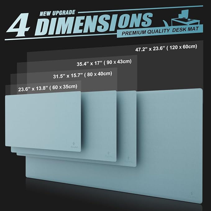 K KNODEL Extra Large Desk Mat, Leather Mouse Pad (47.2"x23.6", Light Blue) | Desk Pad, Keyboard Pad, Computer and Laptop Mat, Desktop Protector and Cover, Writing Pad and Blotter for Home Office