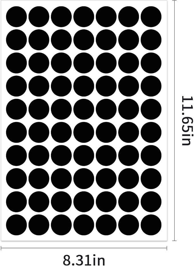 1" Black Dot Stickers 1050 PCS Circle Round Colored Coding Label | Used for manual labor in kindergartens, garage yard price sales, organizing activity color groups,marking spice bottles