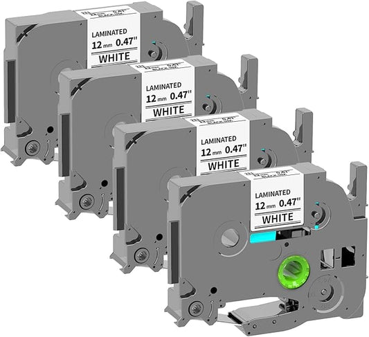 4-Pack TZe TZ Label Maker Tape 12mm 0.47 Laminated White Replacement for Brother P Touch Label Tape TZe-231 TZ-231 Compatible with Ptouch Label Maker PT-D210 PT-H110 PT-D220 PT-D400 PTD600 1880