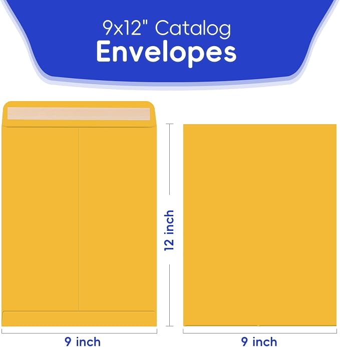 25 Pack 9 x 12 Catalog Mailing Envelopes, Self-Seal Brown Manilla Envelopes | Envelopes Letter Size for Mailing, Organize, storage, Home, Office Business