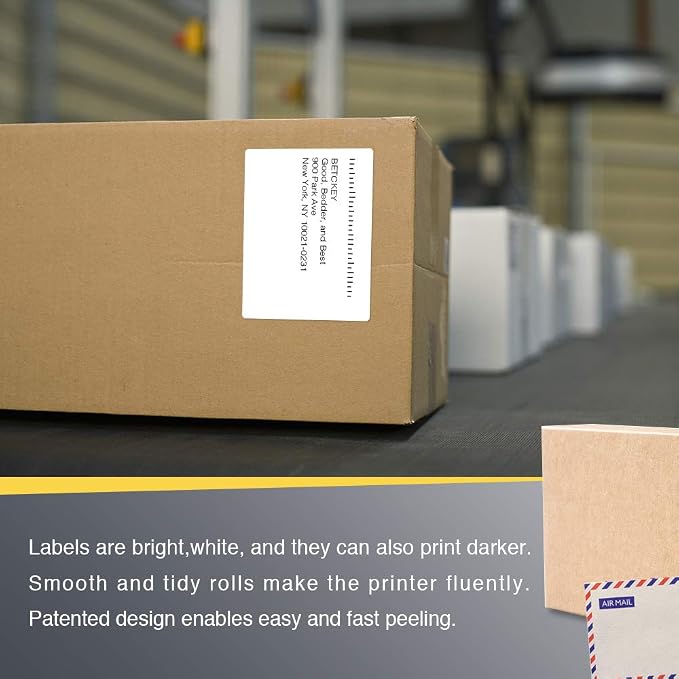 BETCKEY - 4" x 3" (102 mm x 76 mm) Thermal Labels, [2 Roll/1000 Labels] | Perforated, Strong Adhesive, Compatible with Zebra & Rollo Label Printer