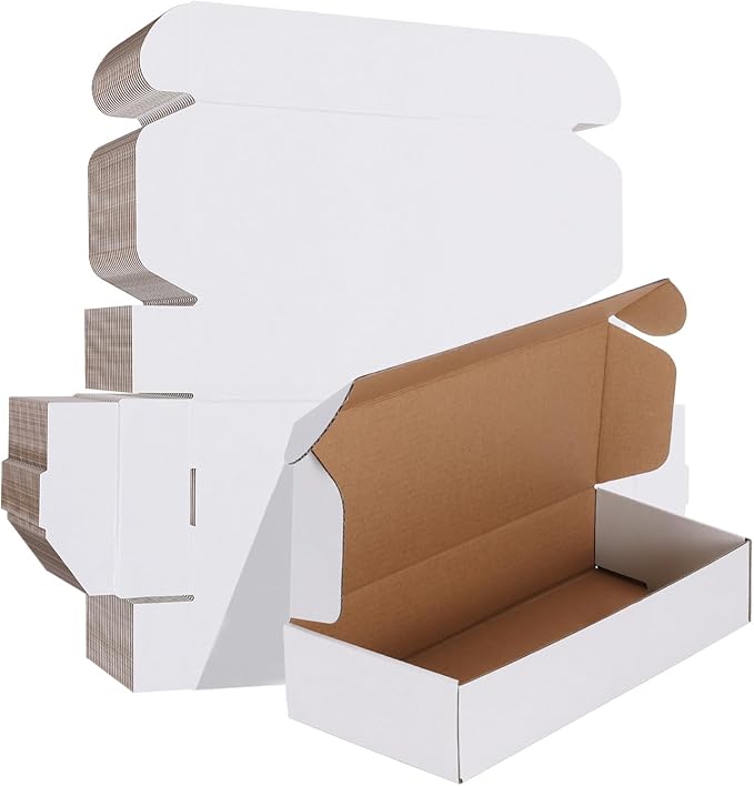 HORLIMER 12x4x2 inches Shipping Boxes Set of 25, White Corrugated Cardboard Box Literature Mailer