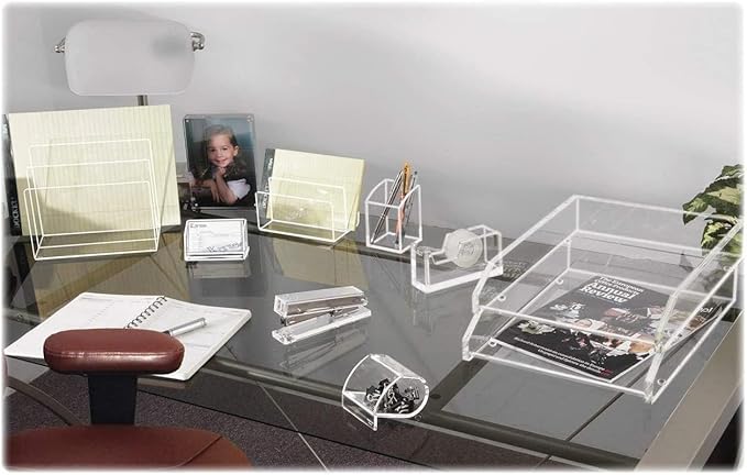 Kantek Clear Acrylic Office Tape Dispenser, Fits Standard 3/4" Refill Rolls, Office Organizer, Desk Accessory, 1.8" x 5.6" x 2.9", Non-Skid Feet for Single Handed Dispensing