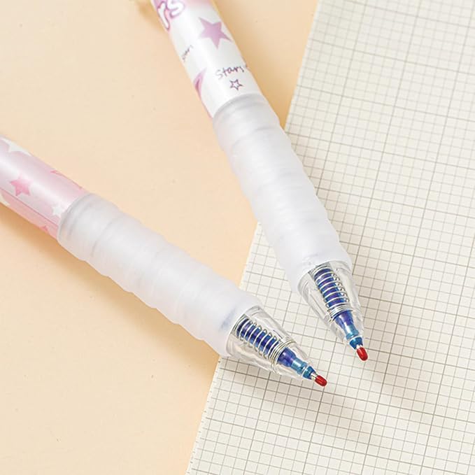 MOZXIRZ 6 Pcs Erasable Gel Ink Pens Retractable Pens 0.5mm Blue Ink Pen Office School Supplies Cute Aesthetic Pen (Blue Ink-Colorful)