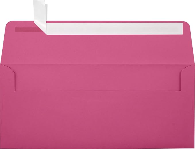 LUXPaper #10 Business Envelopes | Peel & Press | 4 1/8" x 9 1/2" | Magenta Pink | 80lb. Text | 250 Qty