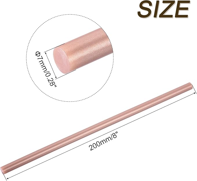 uxcell 30pcs Full Size Hot Glue Gun Sticks 8-inch x 0.27-inch High Sticky Small Hot Glue Sticks for Glue Gun, Rose Gold