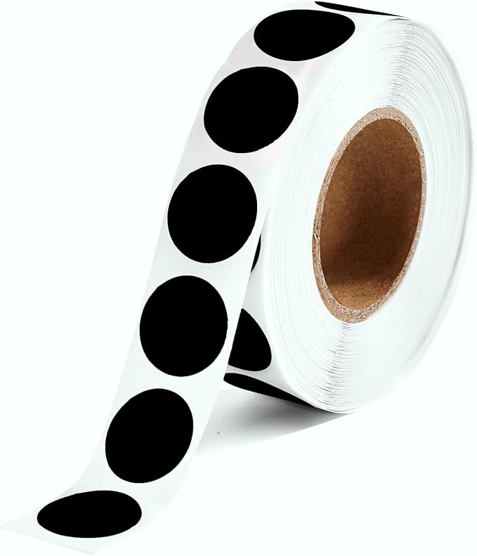 1000 Pcs Black Round Stickers 1/2 Inch Color Circle Dot Stickers Small Code Labels for Office Shop Yard Sale Home Classroom Marking (Black)